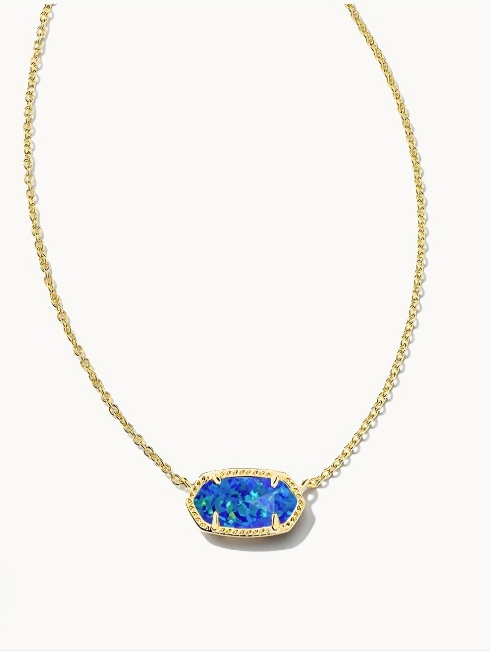 Kendra Scott Elisa Gold Short Pendant in Royal Blue Kyocera Opal